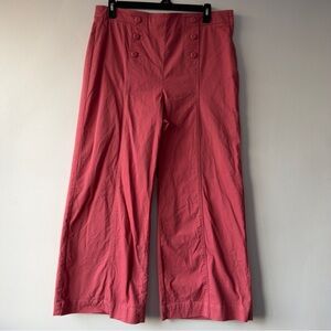 High-Waist Button Detail Wide-Leg Pants - Coral Loft